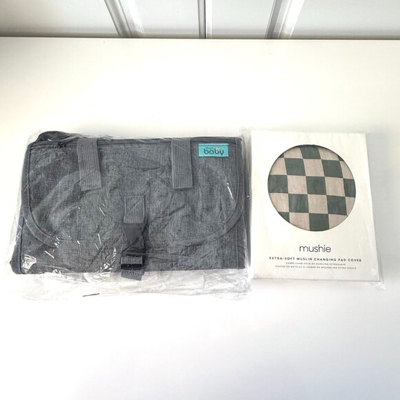 Baby Bundle - Kopie Portable Diaper Changing Pad w/ Mushie Muslin Cover - NWT - Picture 3 of 7